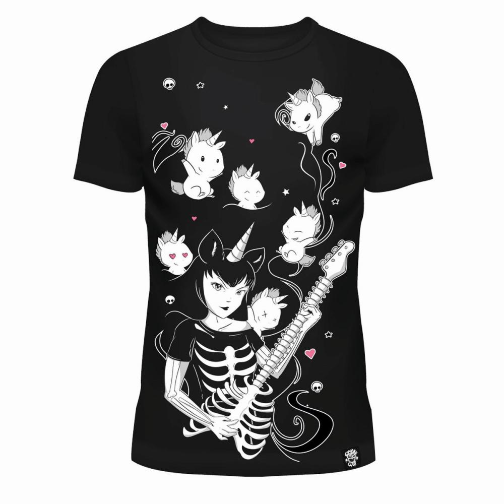 Cupcake Cult - MISS UNICORN Tshirt Femme - Noir/Blanc